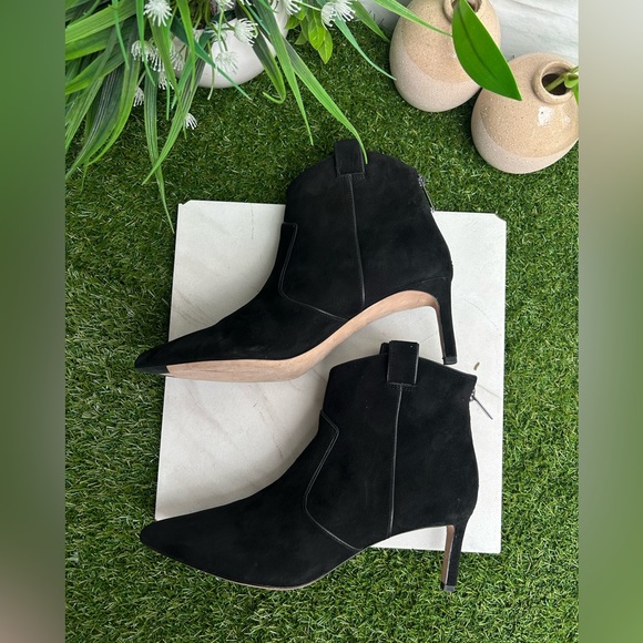 Veronica Beard Lexi Ankle Boots Western Heeled Bootie Black Suede US size 7.5 - Picture 3 of 16